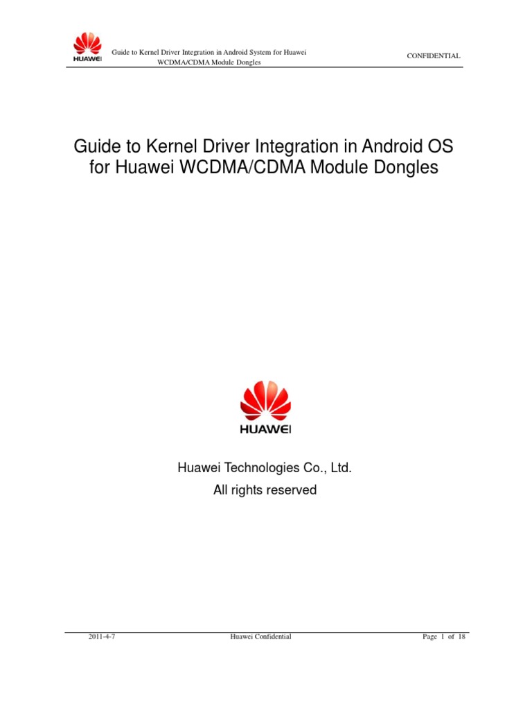 Guide to kernel driver integration in android os for huawei wcdma or