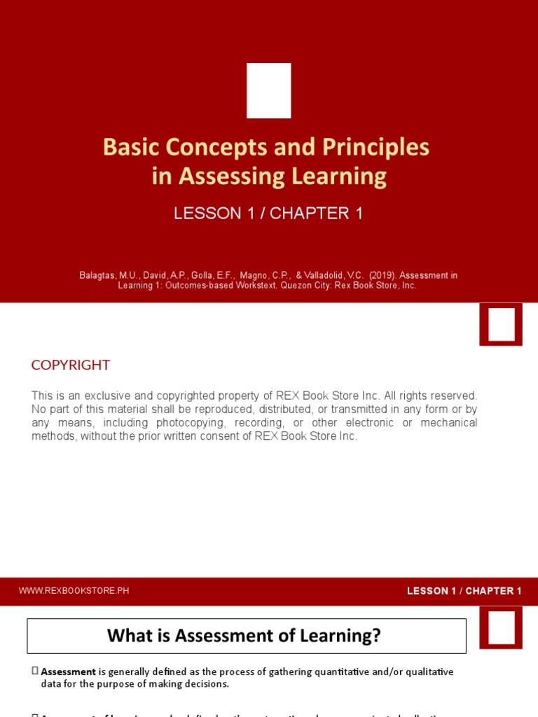 Lesson1 Basic Concepts and Principles in Assessment Learning | PDF ...