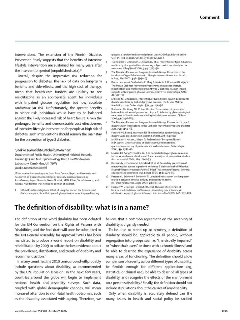 The Definition of Disability What Is in PDF