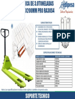 Zorra Hidraulica de 3.0ton. Pro Ra30s4 Ficha Tecnica