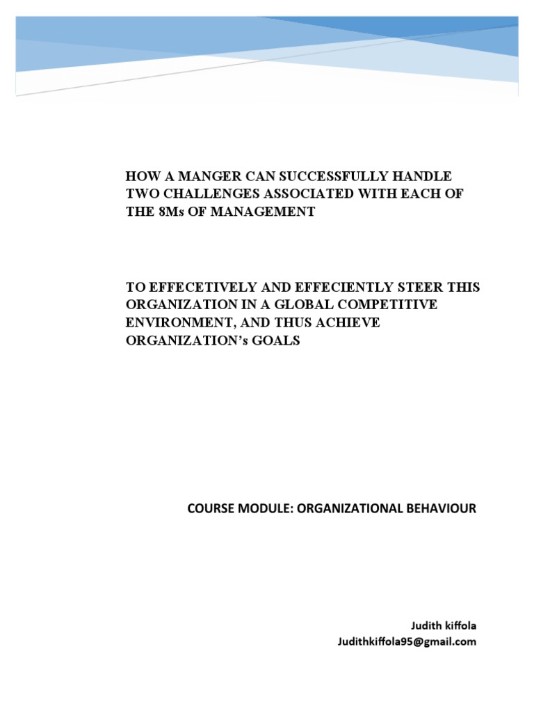 Managing Challenges of the 8Ms in Management | PDF | Employment ...