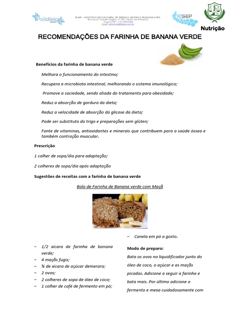 DA FARINHA DE BANANA VERDE PDF Banana Maçã