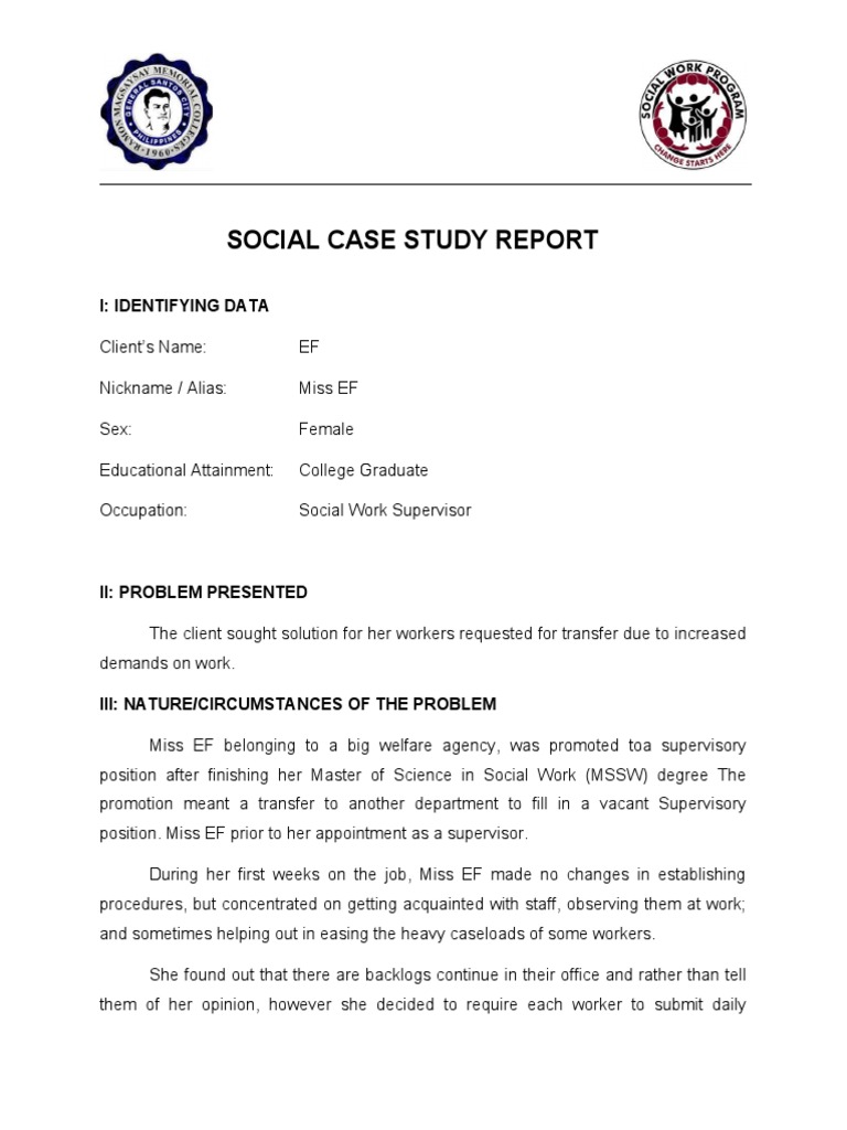 Social Case Study Report RMMC | PDF