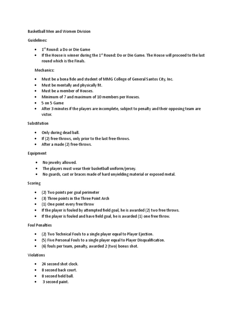 MMG Basketball PDF Sports Sports Rules And Regulations