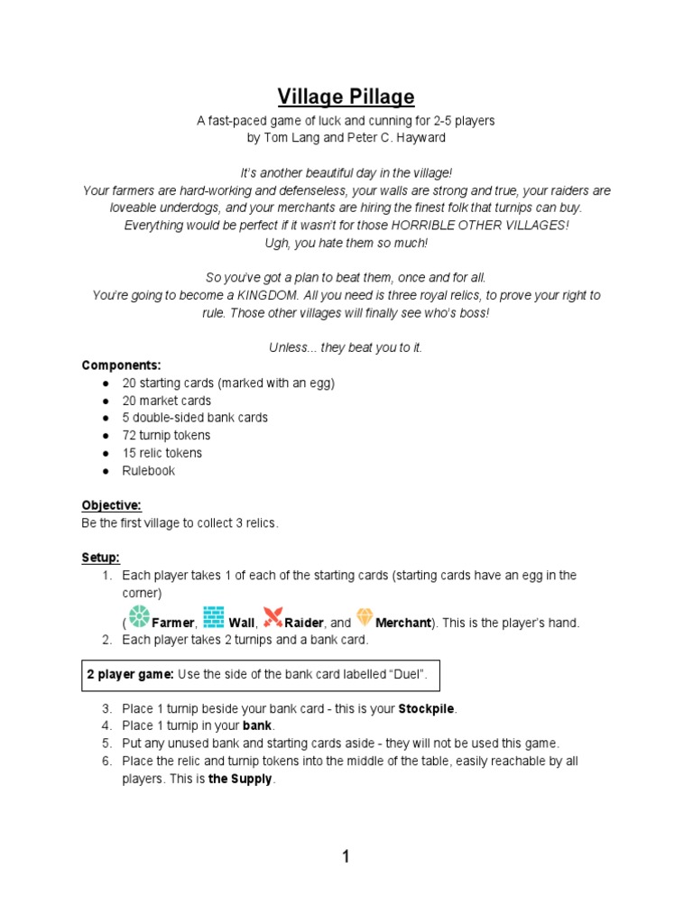 Village Pillage Print and Play PDF