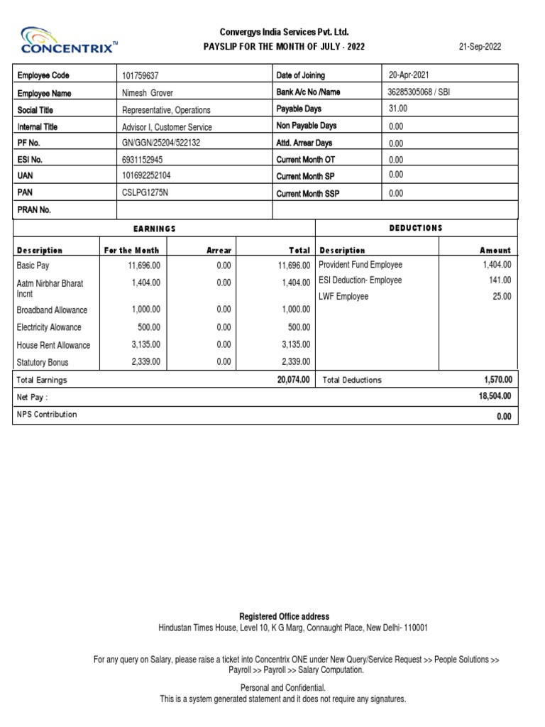 July Payslip PDF