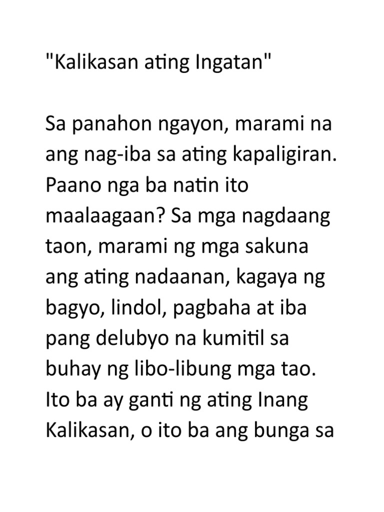 Kalikasan Ating Ingatan | PDF