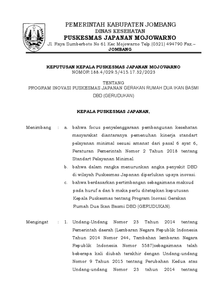Inovasi Puskesmas Japanan Basmi DBD | PDF