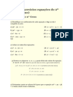 Lista de Exercícios Equações Do 2º Grau