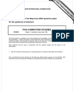 7010 Computer Studies: MARK SCHEME For The May/June 2009 Question Paper For The Guidance of Teachers