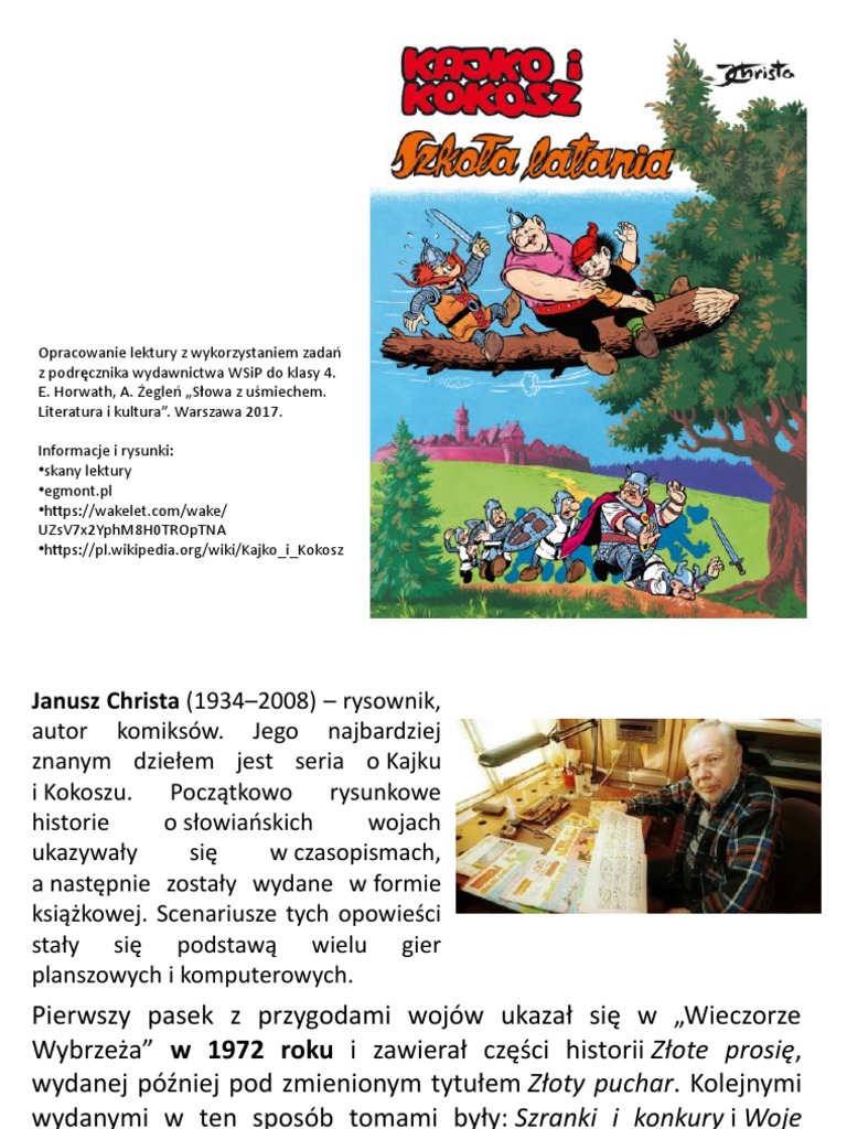 Opowiadanie Kajko I Kokosz Szkoła Latania Kajko I Kokosz - Lektura Klasa IV | PDF