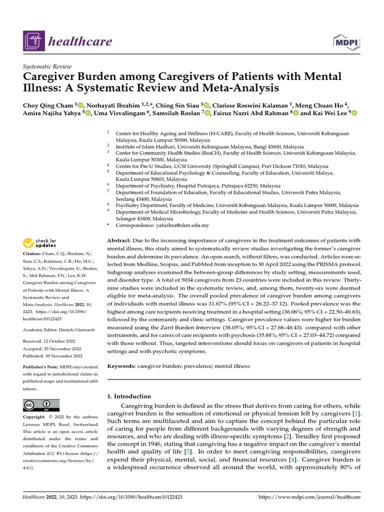 Caregiver Burden Among Caregivers of Patients With Mental Illness: A ...