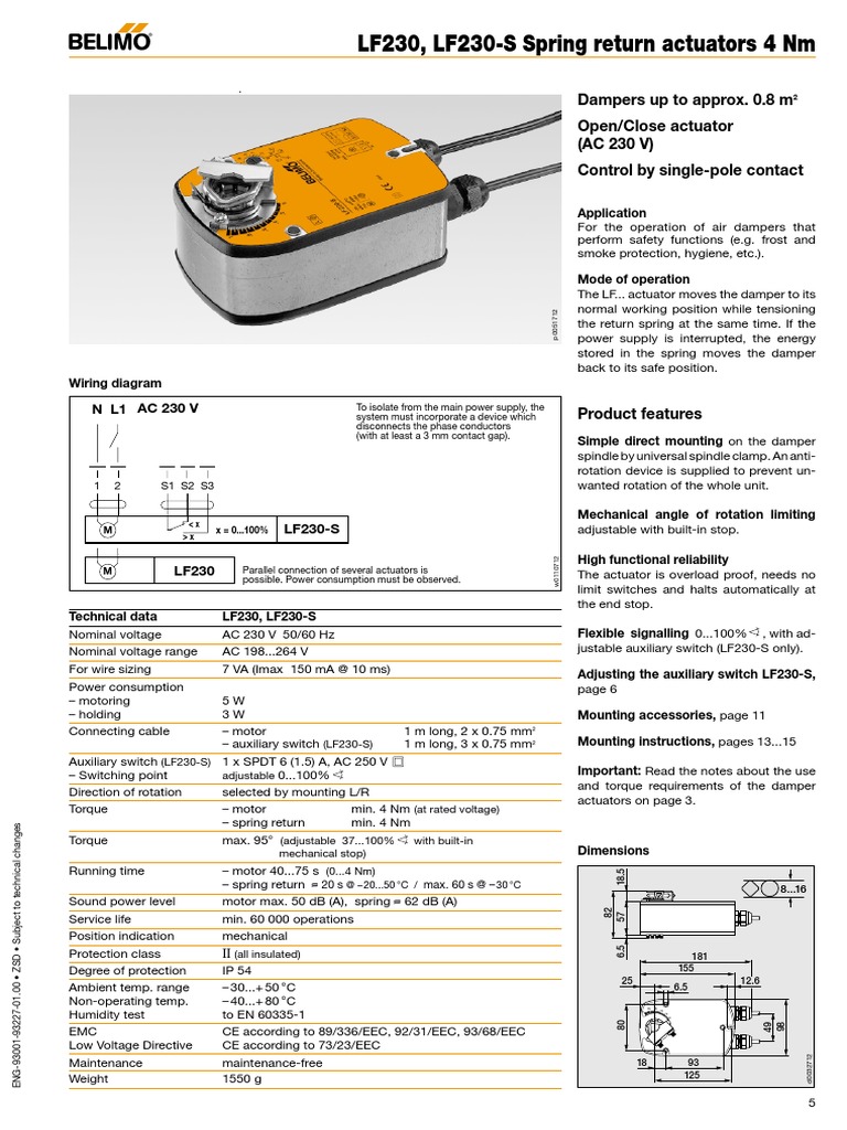 Actuadores LF230 y LF230-S para Compuertas | PDF