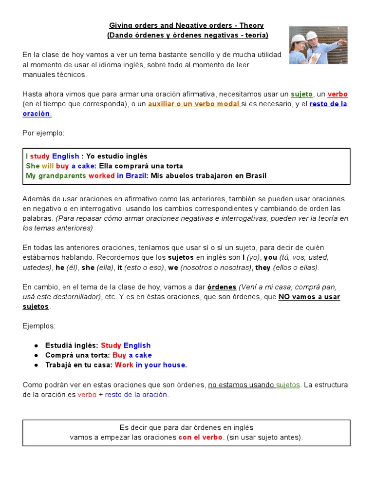 Theory About Giving Orders and Negative Orders | PDF | Oración ...