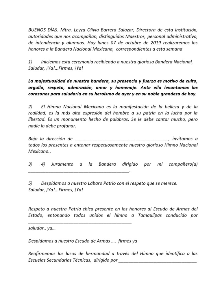 Honores a la Bandera y Efemérides Semanales | PDF | México