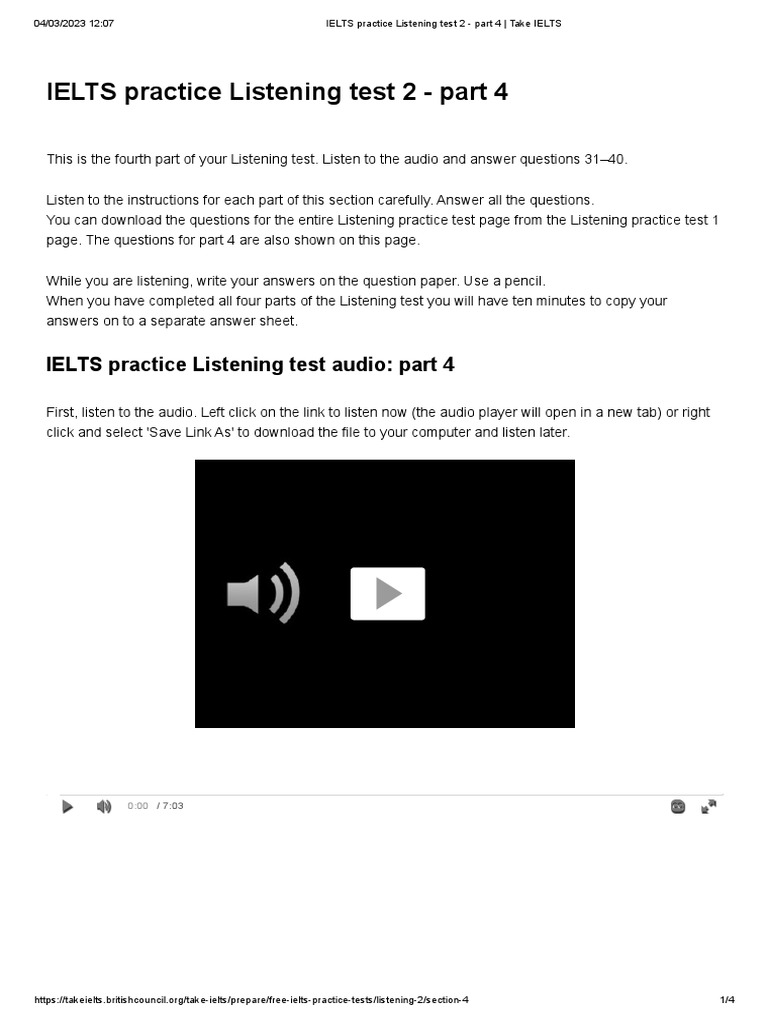 IELTS Listening Test 2: Part 4 Practice | PDF | International English ...