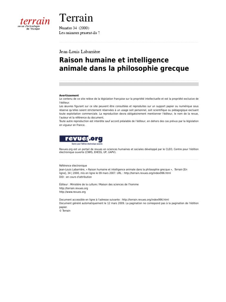Raison humaine et intelligence animale | PDF | Noûs | Aristote