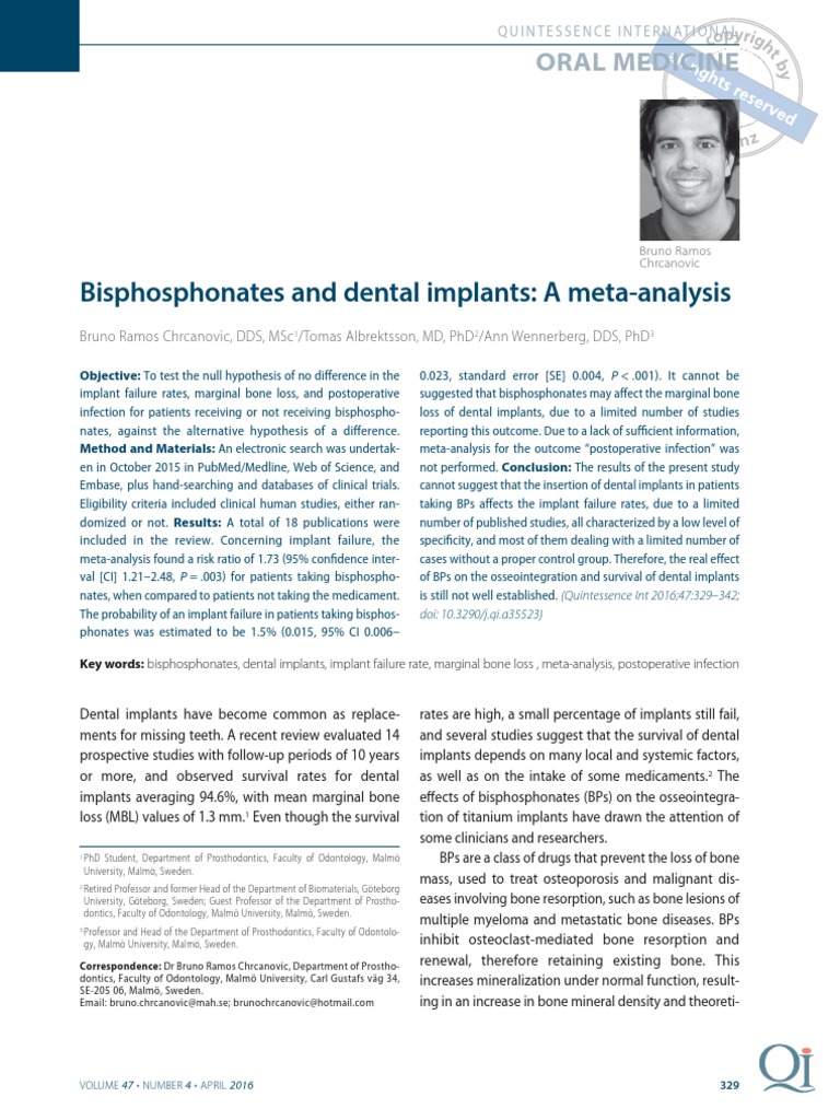 Bisphosphonates Impact on Dental Implants | PDF | Science & Mathematics