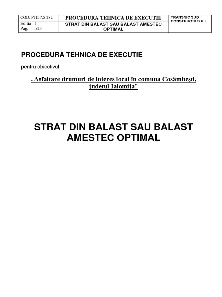 3.11PTE-7.5 - 282 Executie sTRAT DIN BALAST SAU BALAST AMESTEC OPTIMAL ...