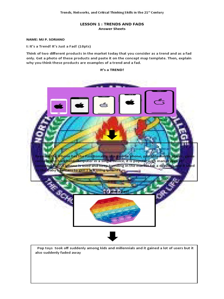 M1 Trends and Fads Answer Sheet PDF