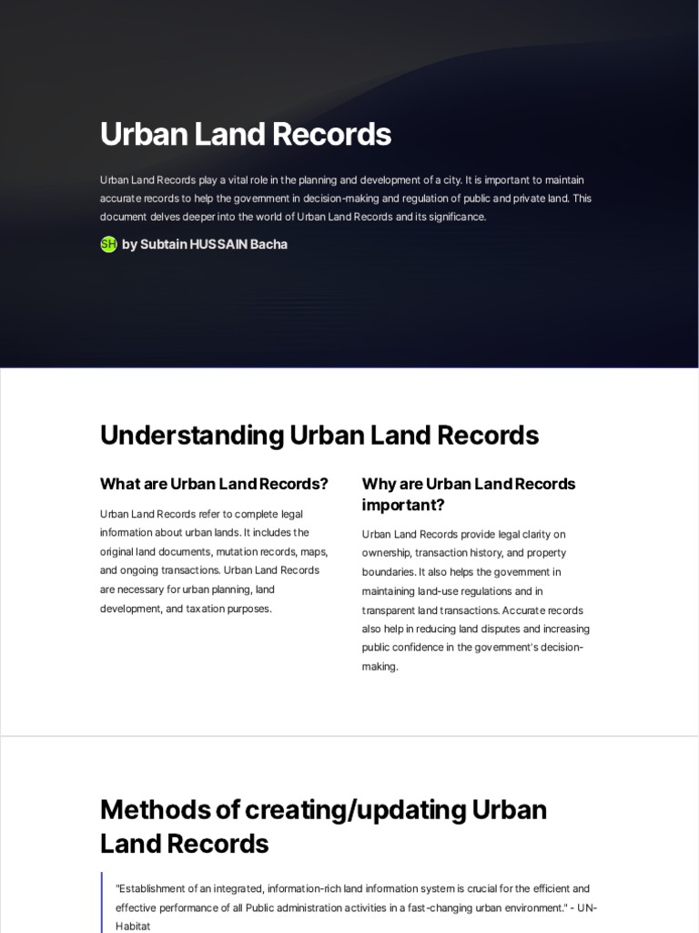 Urban Land Records PDF Geographic Information System Information