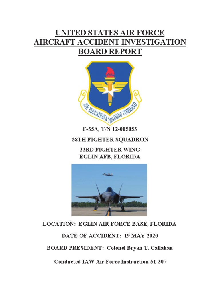 F-35A Crash Investigation Report, Eglin AFB | PDF | Lockheed Martin F ...
