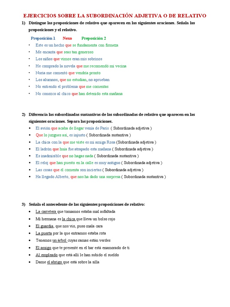 Activ Propos Subord Adjetiva | PDF