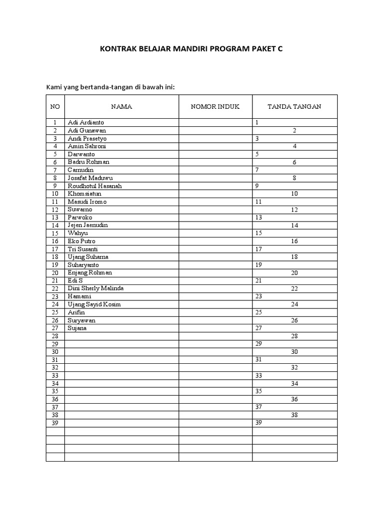 Kontrak Belajar Mandiri Paket C Sejarah | PDF