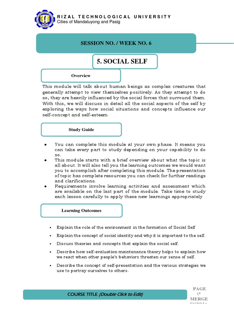 Module 5 - Social Self | PDF | Career & Growth