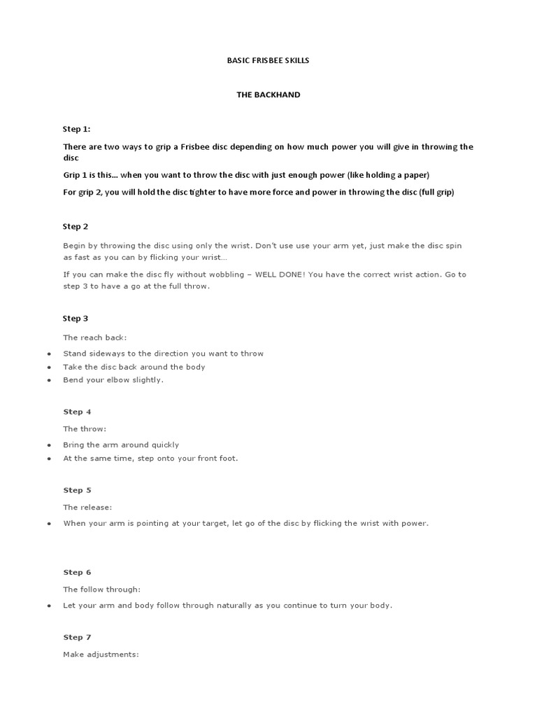 Basic Frisbee Skills | PDF | Athletic Sports