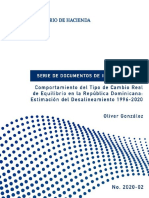 Comportamiento Del Tipo de Cambio Real de Equilibrio en La República Dominicana: Estimación Del Desalineamiento 1996-2020