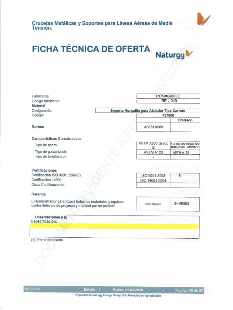 Ficha Tec Soporte Horquilla | PDF