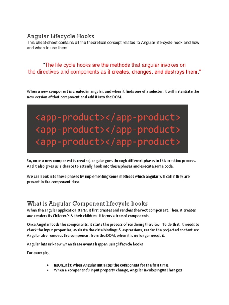 Angular Lifecycle Hooks Explained | PDF | Home & Garden