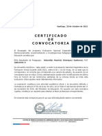Certificado DE Convocatoria: Santiago, 20 de Octubre de 2021