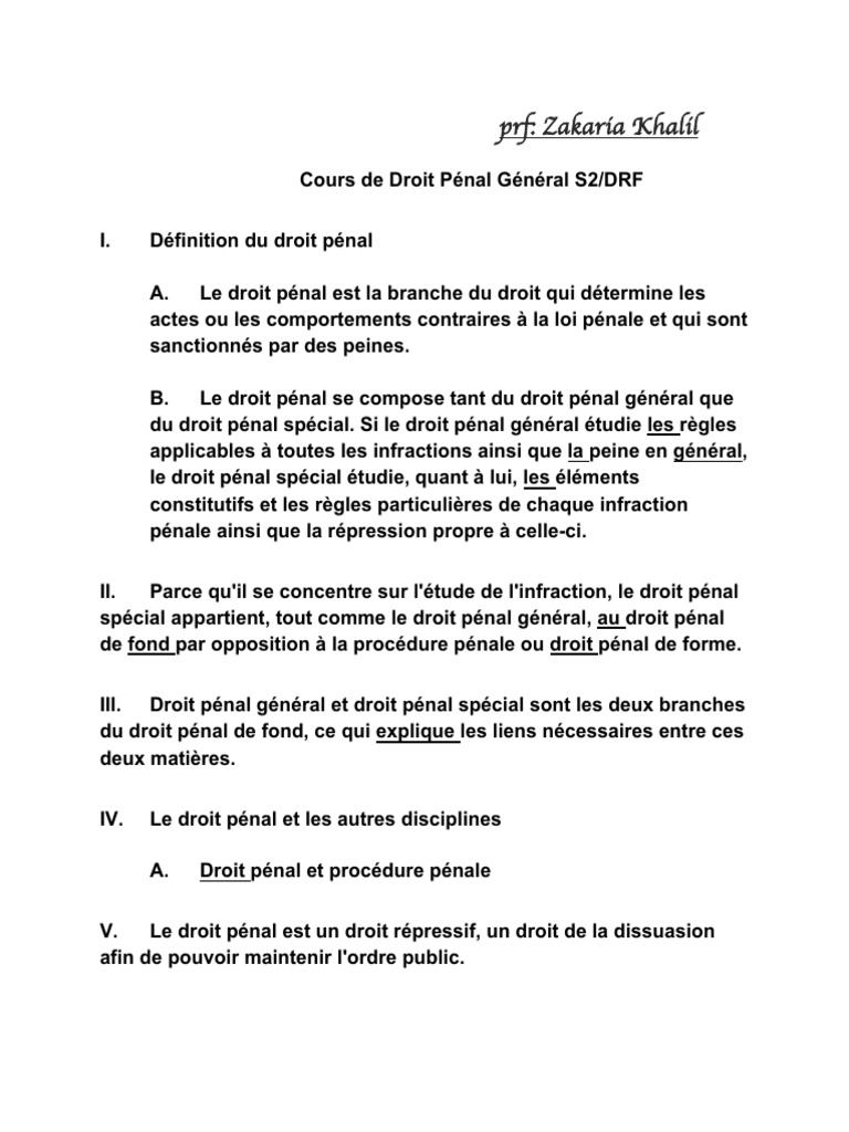 Cours de Droit Pénal Général S2 | PDF | Loi criminelle | Crimes