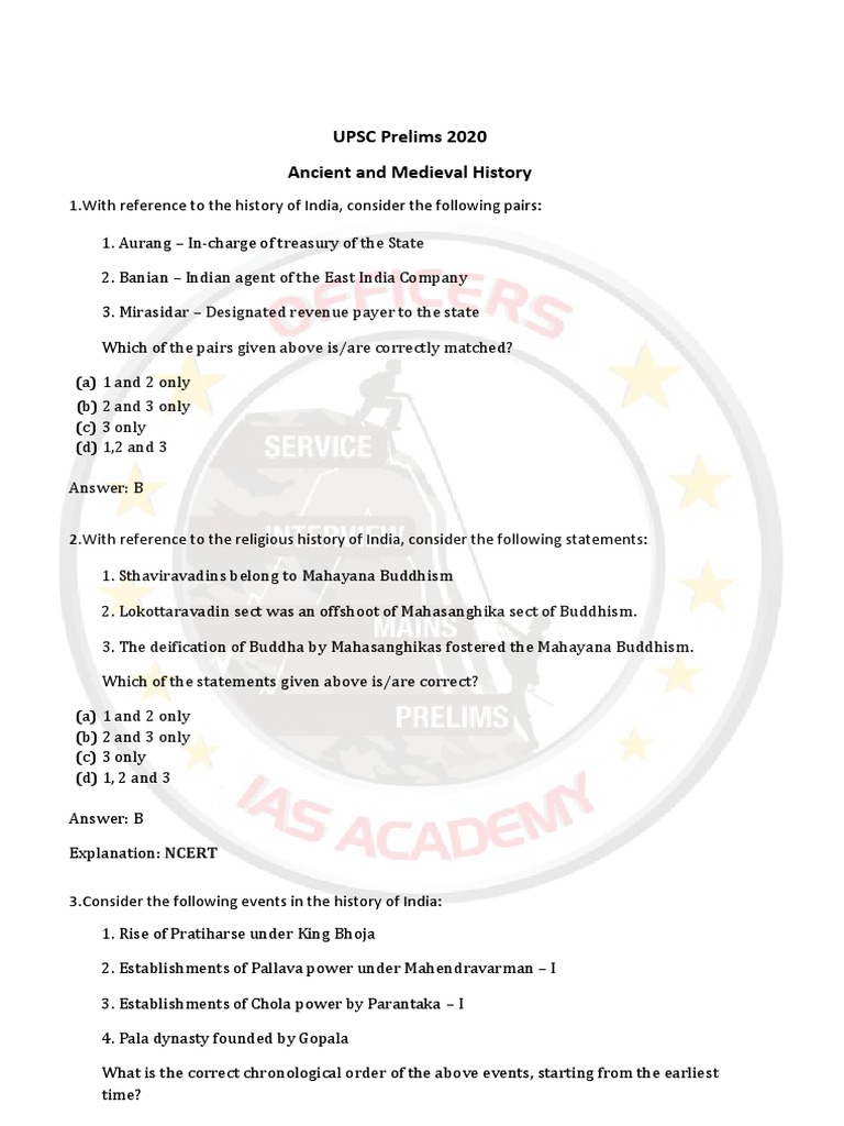UPSC Ancient and Medieval History Quiz | PDF | Indian Religions | Āstika