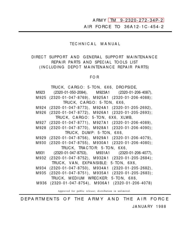 M923 Series Truck Parts Manual | PDF | Crane (Machine) | Transport