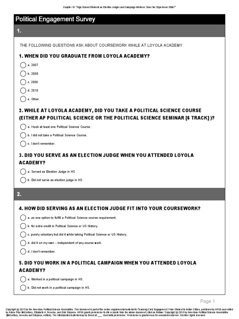 Political Enagement Survey Template | PDF