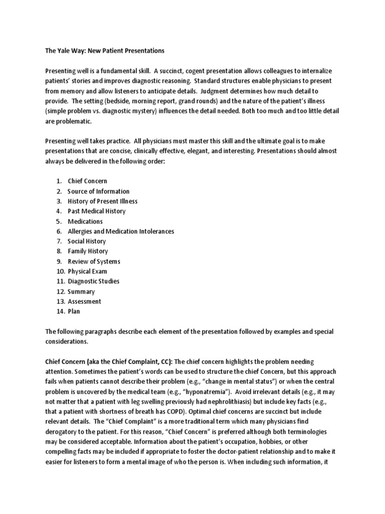 The yale way new patient presentations download free pdf