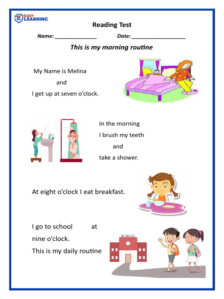 Morning Routine Reading Test | PDF | Self-Improvement