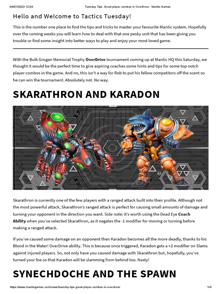 Combos in OverDrive Mantic Games PDF