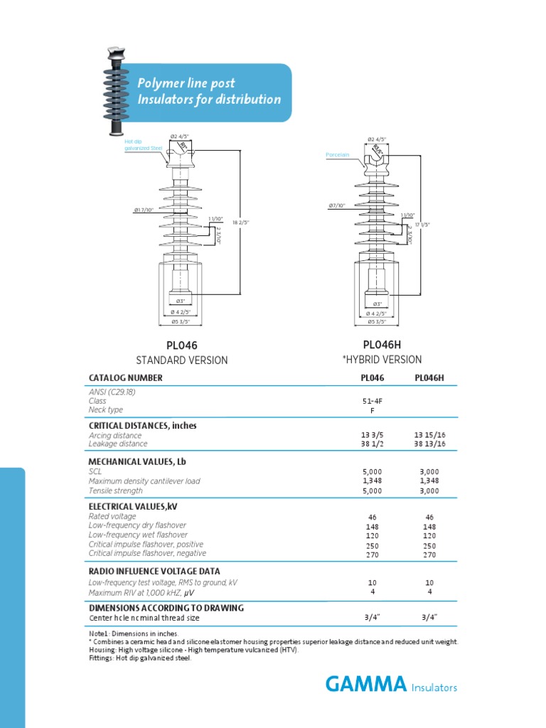 Polymer Line Post Insulators Catalog | PDF | Insulator (Electricity ...