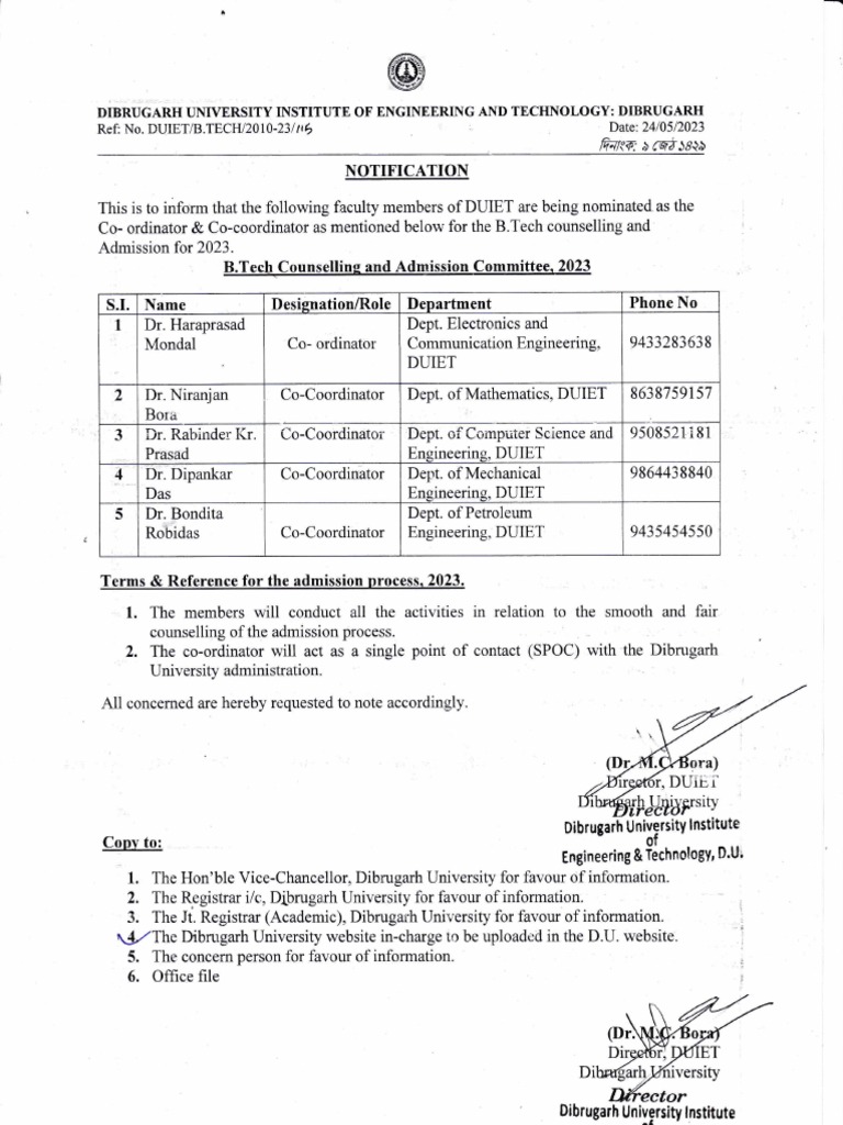 B.Tech Admission Notification 2023 | PDF | Academic Discipline ...