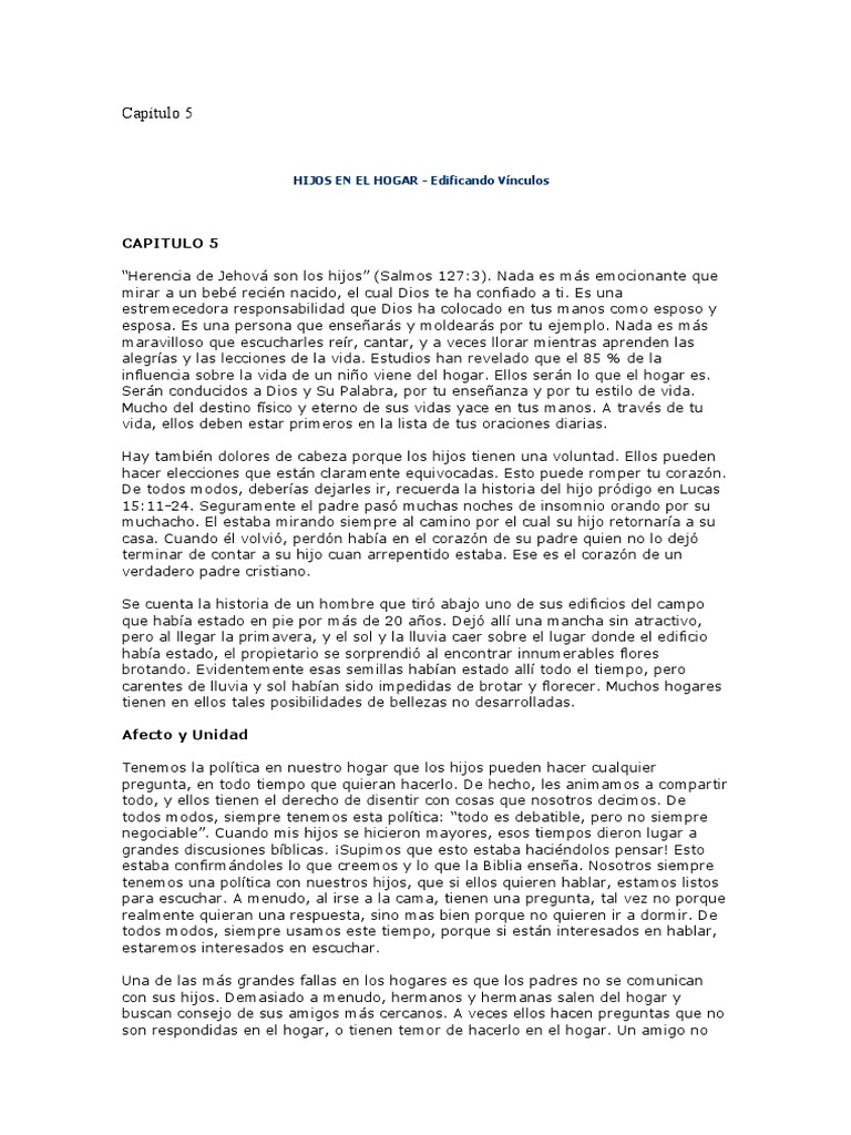 Hijos En El Hogar Pdf Amor Virtud