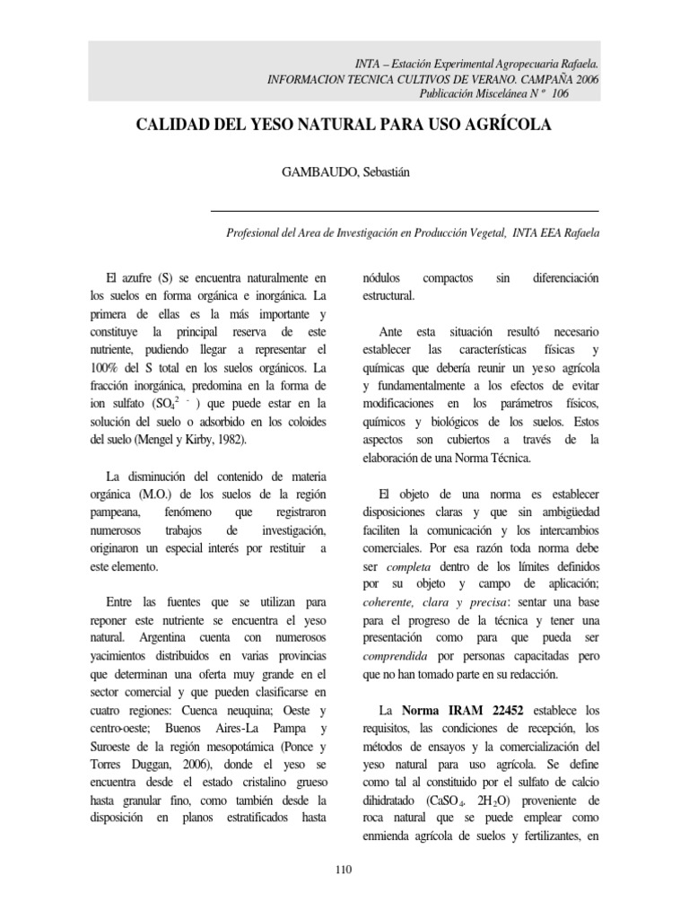 Calidad Del Yeso Natural para Uso Agrico | PDF | Yeso | Suelo, image size:768x1024