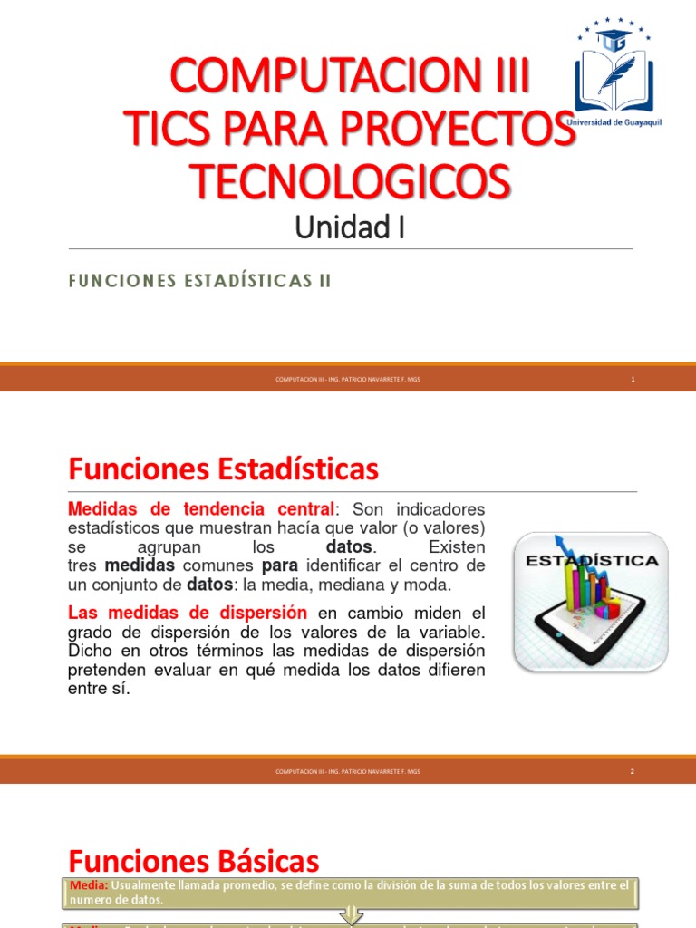 Funciones Estadisticas II | PDF | Dispersión estadística | Media