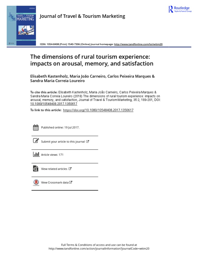 The Dimensions of Rural Tourism Experience - Impacts On Arousal, Memory ...