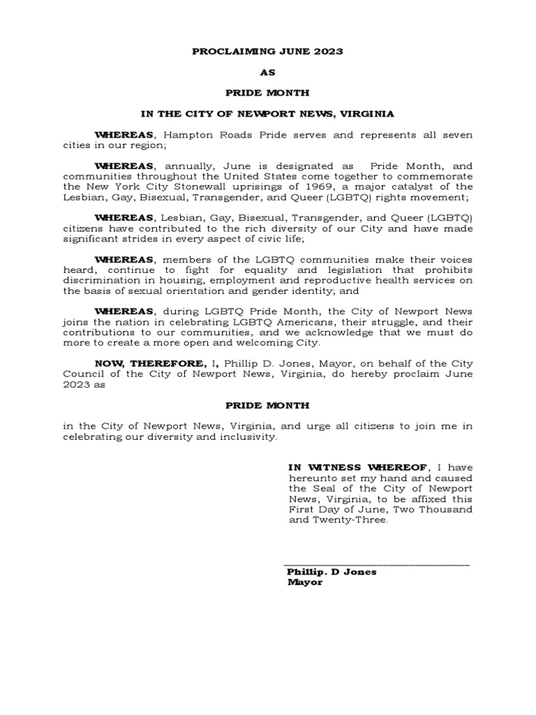 Request Pride Month LGBTQ Proclamation PDF