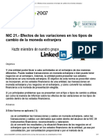 NIC 21. - Efectos de Las Variaciones en Los Tipos de Cambio de La Moneda Extranjera