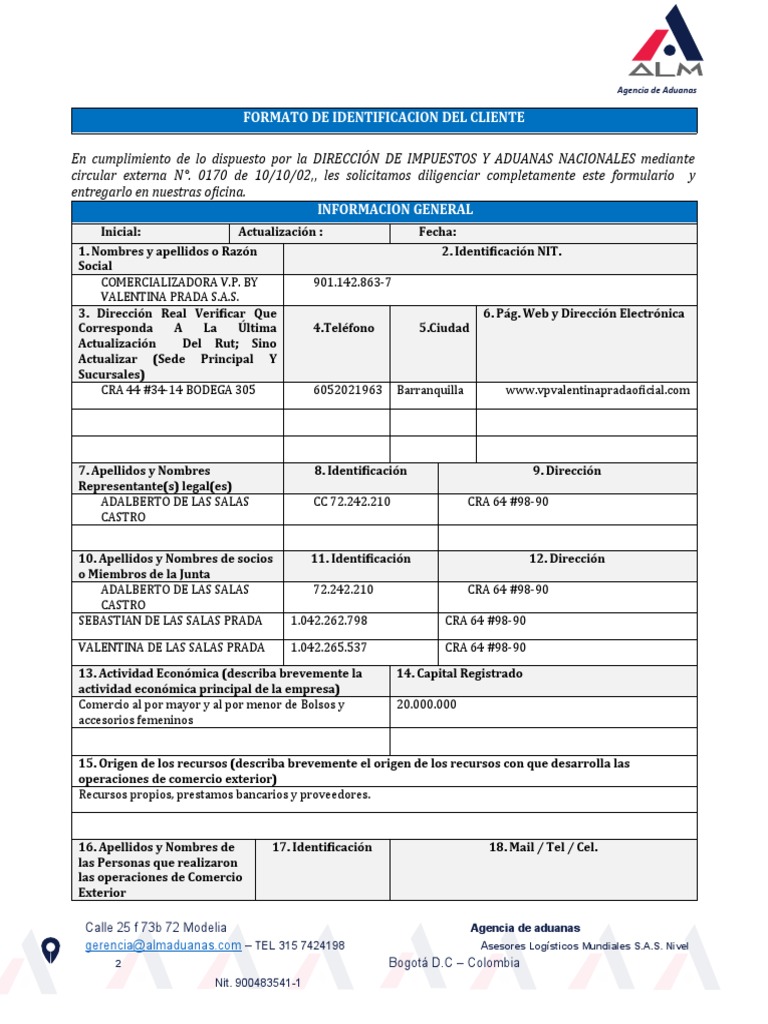 Formato Circular 170 de Identificación | PDF | aduana | El comercio ...